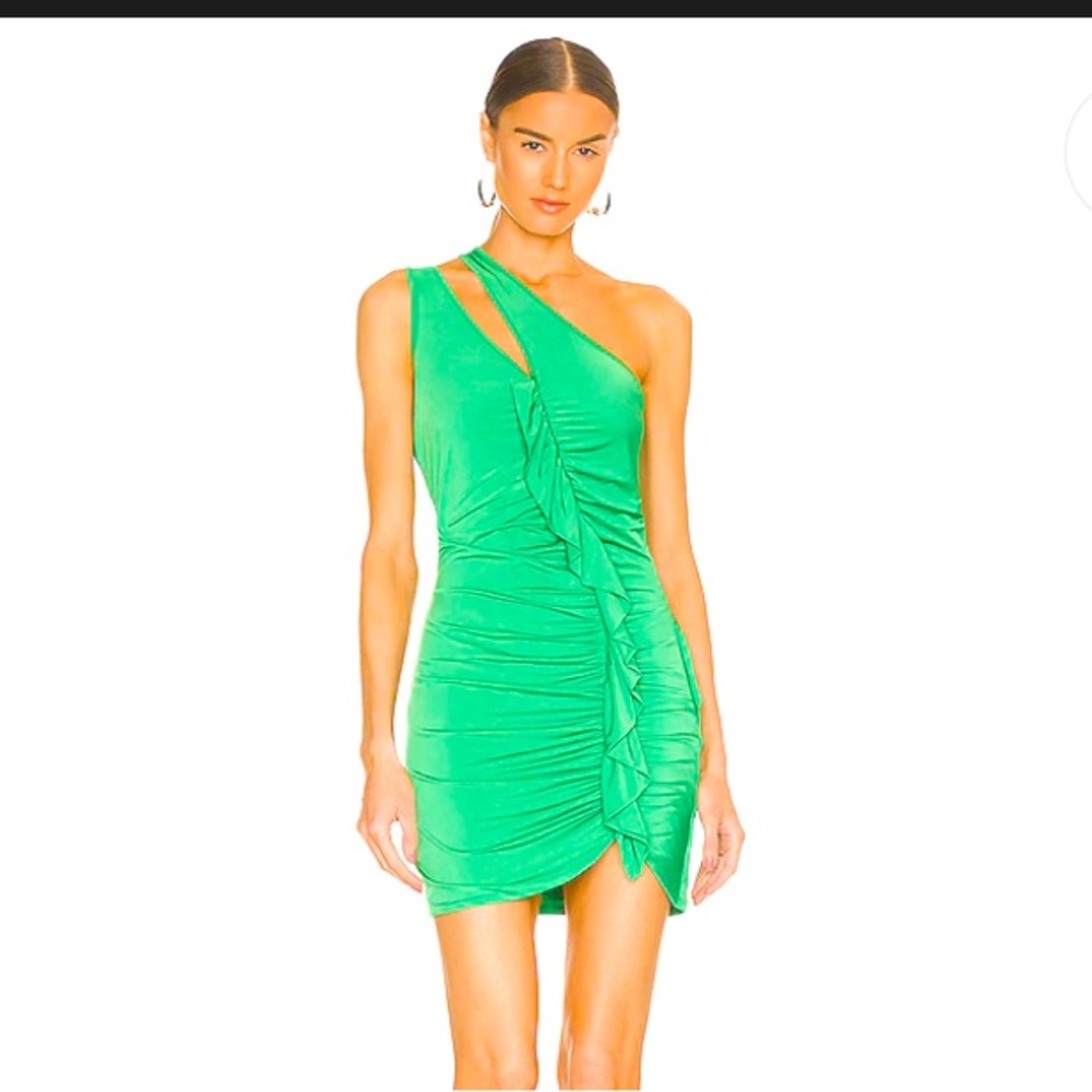 NBD green ruffle mini dress NWT